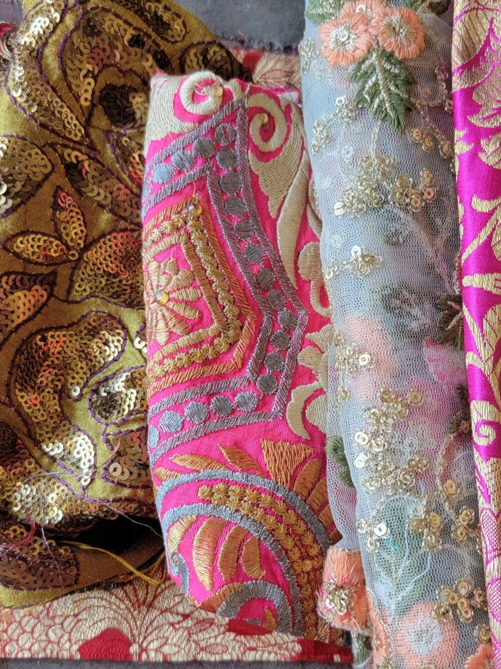 Set of 10 small fabric pieces art craft stitching Junk journal projects